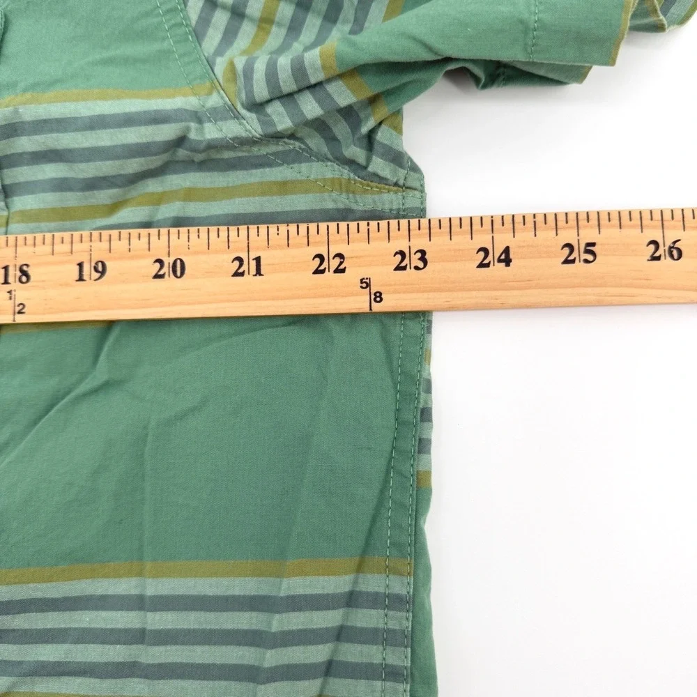The North Face Shirt Mens L Green Striped Short Sleeve Hiking Pocket Gorpcore